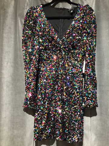 Aqua Long Sleeve Rainbow Sequin Dress The Hangout Aqua Long Sleeve Rainbow Sequin Dress The Hangout