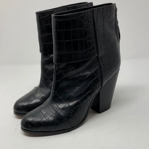 Rag & Bone Black Croc Embossed Newburry Boot