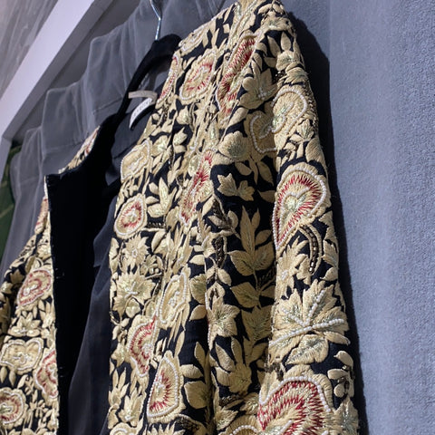 Alice & Olivia brown Sequin/ Embroidered Gold and Beaded Coat