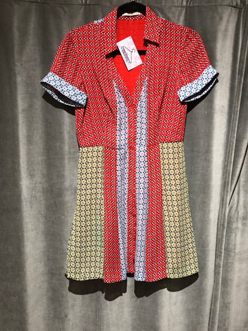 Alice and Olivia Silk button down collard mini dress
