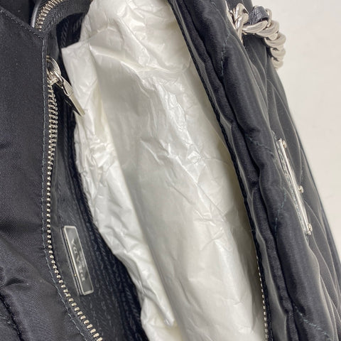 Prada Nylon Quilted Top Handle Bag with Silver Hardware