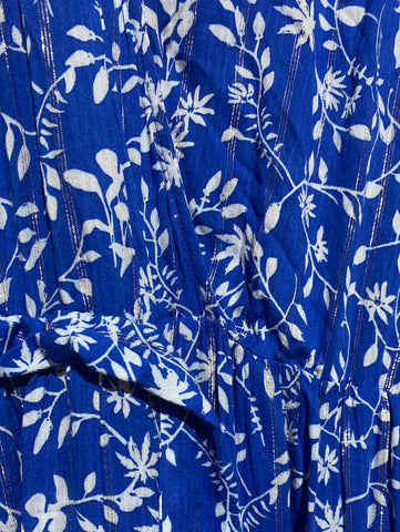 Berenice Blue Floral Short Sleeve Flowy Sleeve Maxi Dress