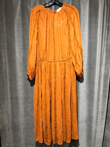 Zimmermann Burnt Orange Long Sleeve Midi Dress