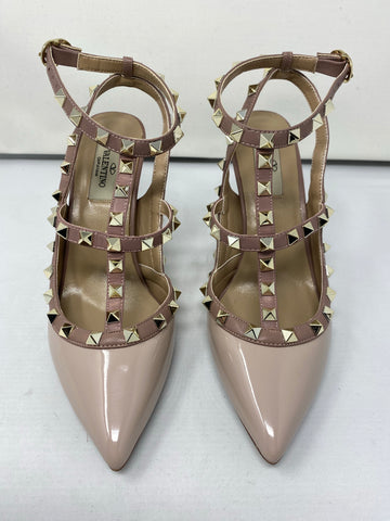 Valentino Two Toned Neutral Rockstud with Gold Hardware