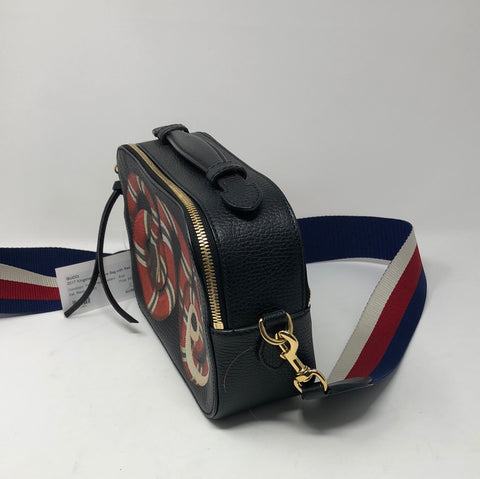Gucci 2017 Kingsnake Camera Bag with Red, White and Blue Crossbody Strap