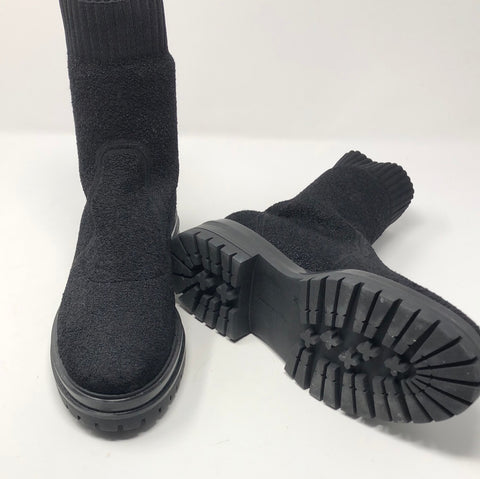Gianvito Rossi Black Elastic Fabric Lug Bootie