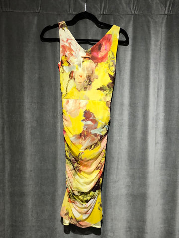 Vintage: Jean Paul Gaultier Mesh Yellow Floral Sleeveless Dress