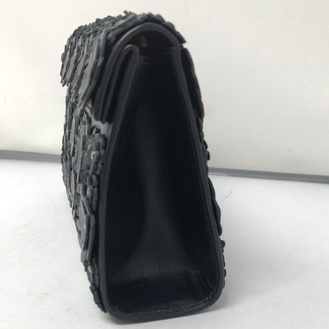 Alaia Black and Silver Oum Floral Leather Clutch