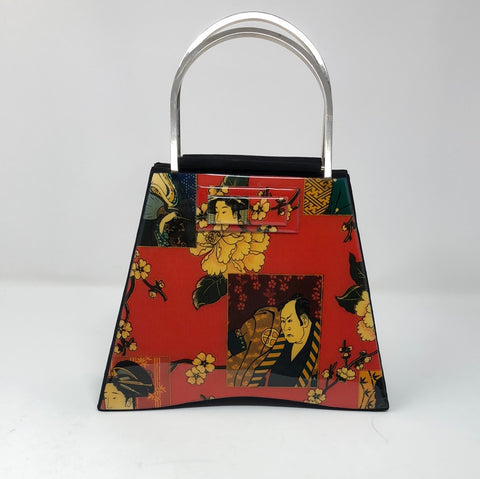 Vintage: Angela Frascone Silk and Resin Metal top Handle Bag