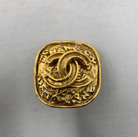 VINTAGE: Chanel gold CC Clip On Square Earrings