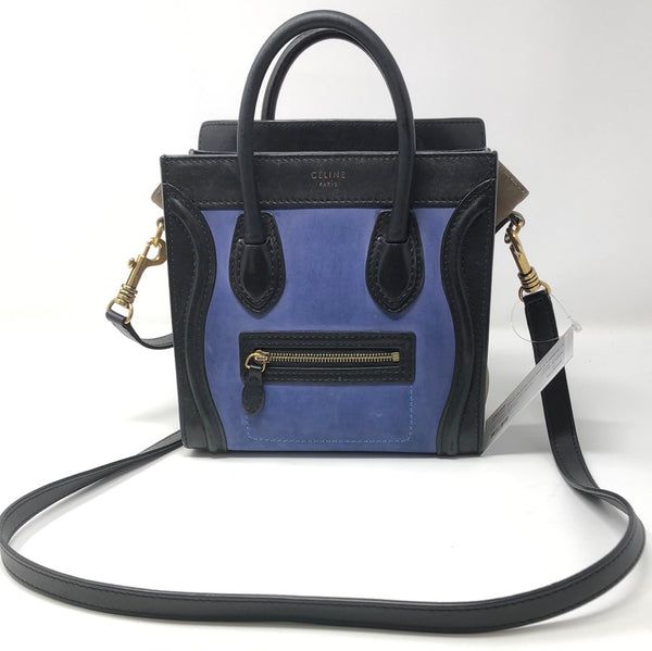 Celine Tri-Color Nano Suede and Black Leather Handbag