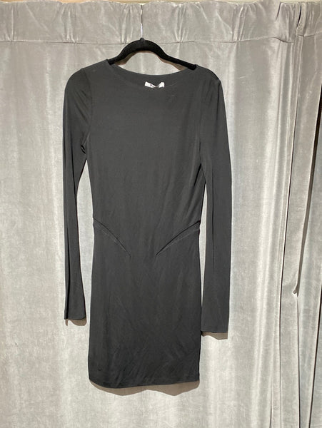 T by Alexander Wang Black Long Sleeve Fitted Dress