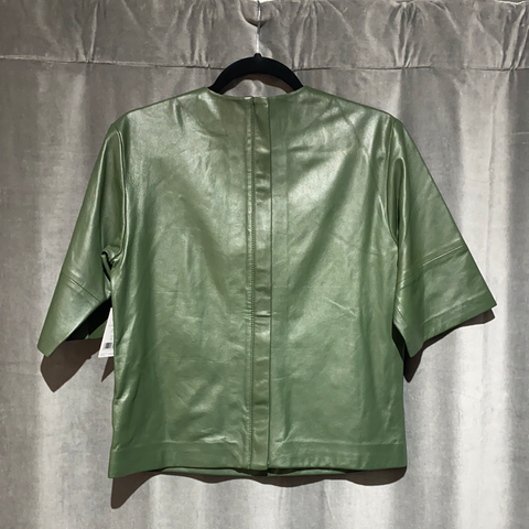 Equipment Femme Short Sleeve Leather Hunter Green Top