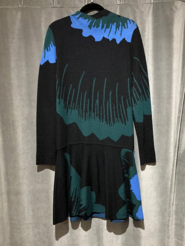 Kenzo Black Long Sleeve Wool mock Neck dress