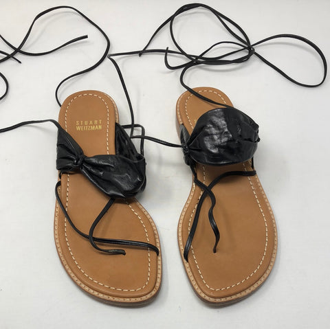 Stuart Weitzman Black leather Wrap Sandal