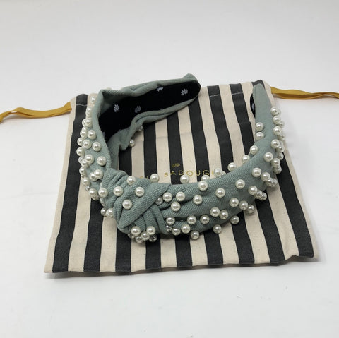Lele Sadoughi Washed Tiffany Blue and Pearl Hedband