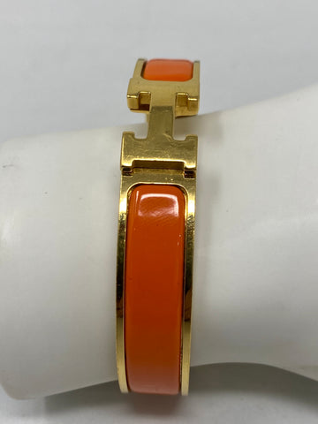 Hermes H Enamel Clic-Clac Bracelet Orange