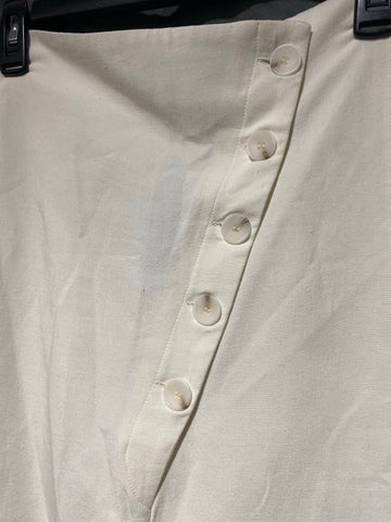 Zara White Asymetrical Button Double Slit Skirt