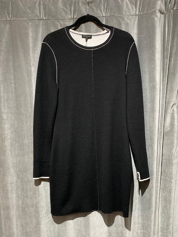 Rag and Bone Black Long Sleeve Knit Dress with White Stitching