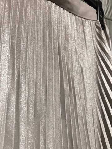 Club Monaco Silver Metallic Pleated Midi Skirt