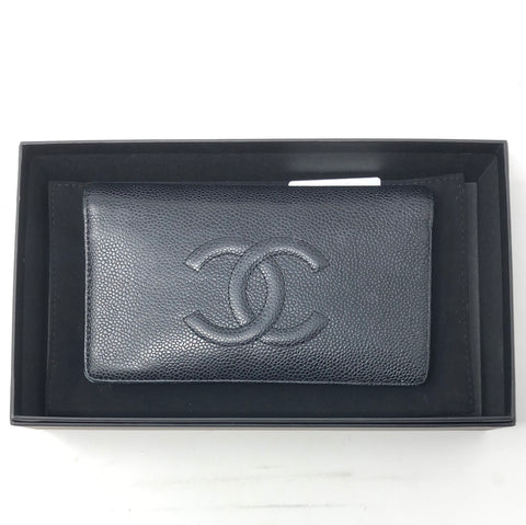 Chanel Black Caviar Fold Rectangle Wallet