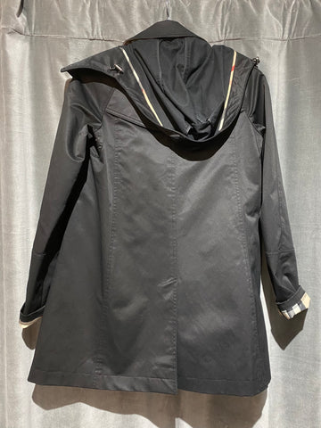 Burberry Black Hooded Raincoat with Zip In Linging