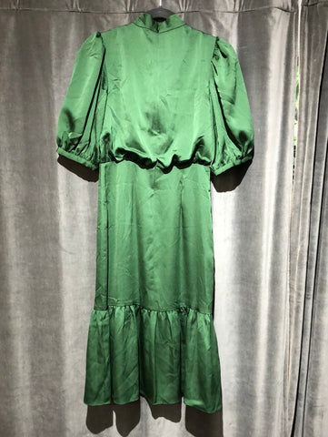 ANN TAYLOR Green Puff Short Sleeve Straight Dress
