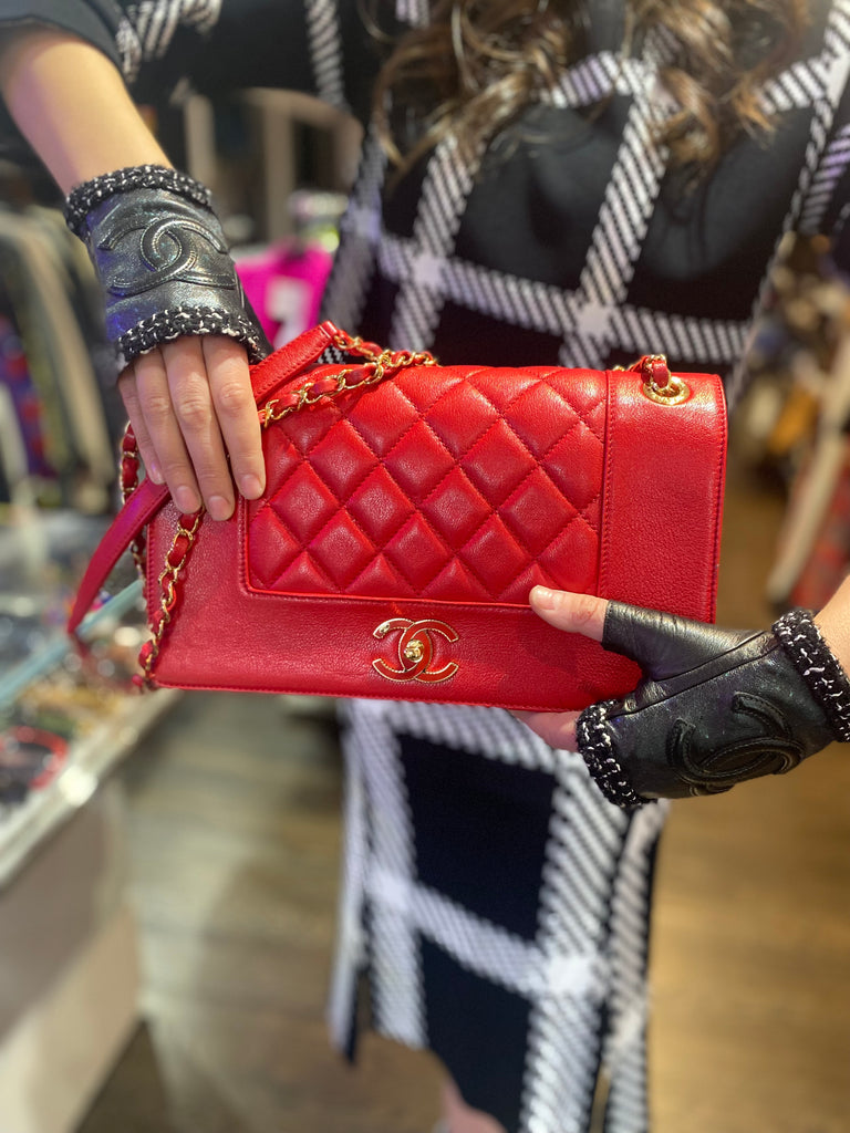 Chanel Red Vintage Mademoiselle Double Flap Boy Bag