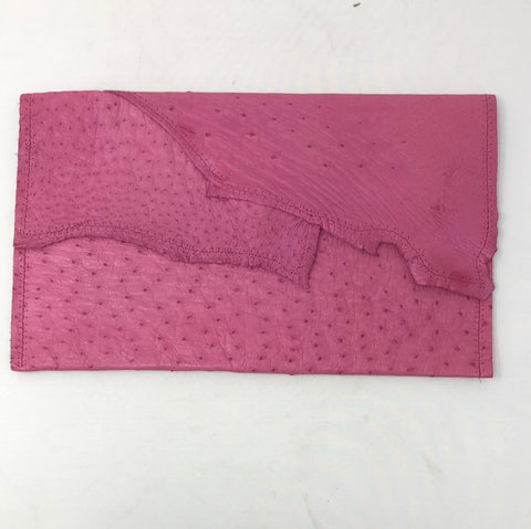 Vintage: Pink Ostrich Leather Envelope Clutch