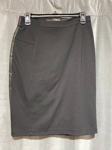 My Tribe Black Leather Asymmetrical Zip Skirt