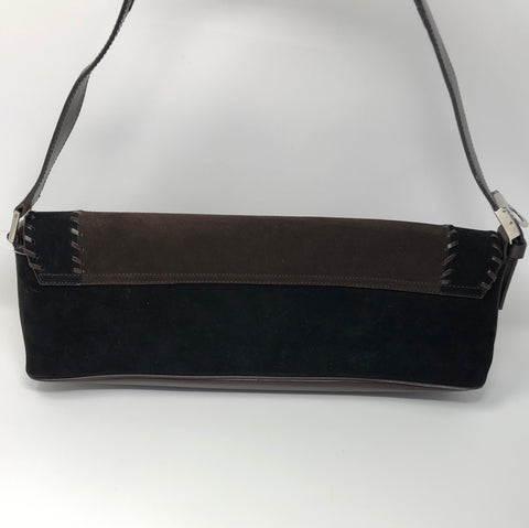 Vintage: Ferragamo Brown Suede and Leather Rectangular Shoulder Bag