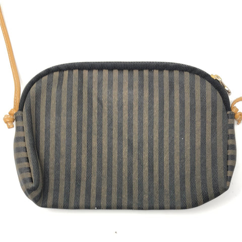 Vintage: Fendi Pequin Stripe Crossbody Bag with Tan Leather Strap