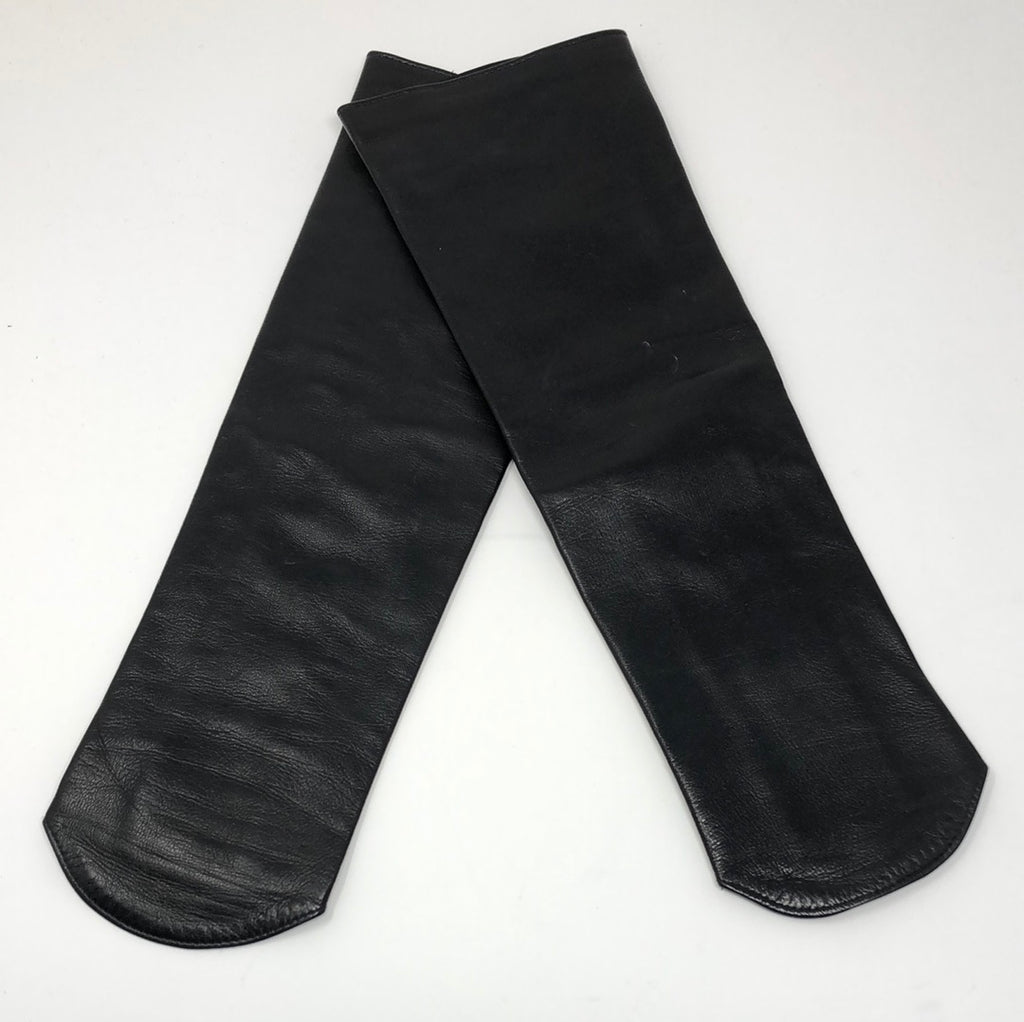 AGNELLE ATELIER Black Leather Fingerless Sleeve Gloves