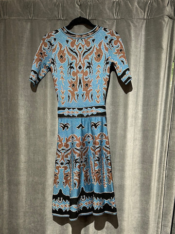 MISSONI Medium Bloue and Navy Design A Line Knit Dress