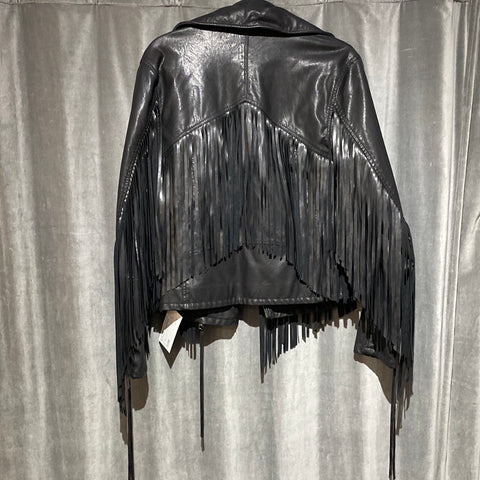 BLANK NYC Black Black Fringe Faux Leather Jacket