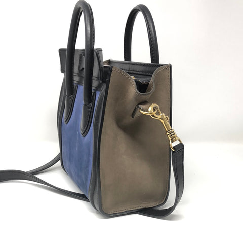 Celine Tri-Color Nano Suede and Black Leather Handbag