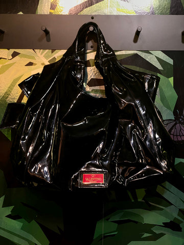 Valentino Hobo Nuage Bow Large Black Patent leather Shoulder Bag