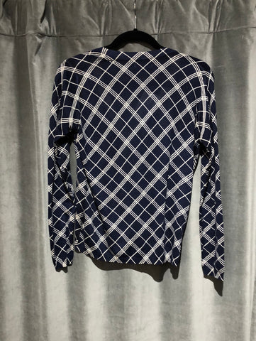 Prada Cotton/silk Navy and white button cardigain sweater