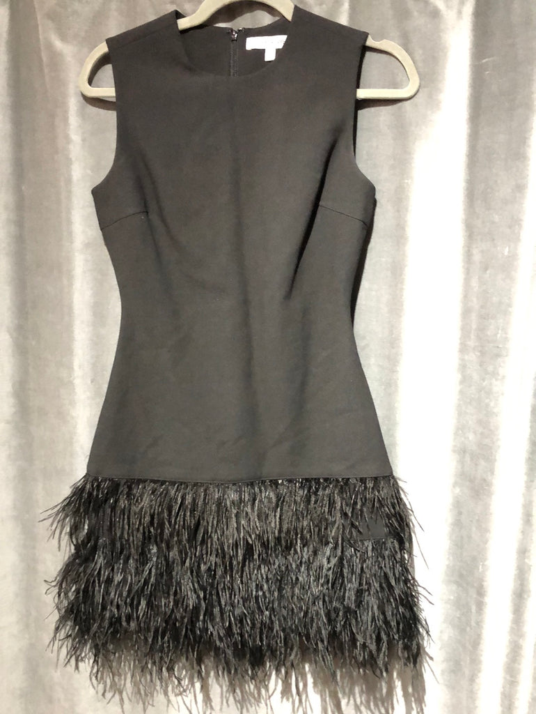 Elizabeth and James Black Sleeveless Feather Bottom Mini Dress The Hangout Elizabeth and James Black Sleeveless Feather Bottom Mini Dress The Hangout