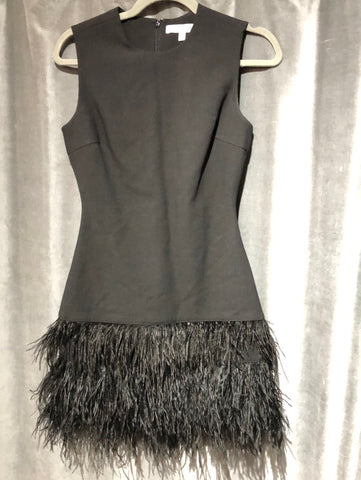 Elizabeth and James Black Sleeveless Feather Bottom Mini Dress