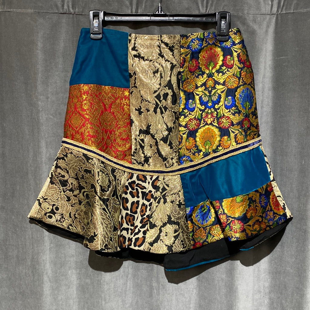 Alice + Olivia Multi Fabric Bottom Flare Skirt