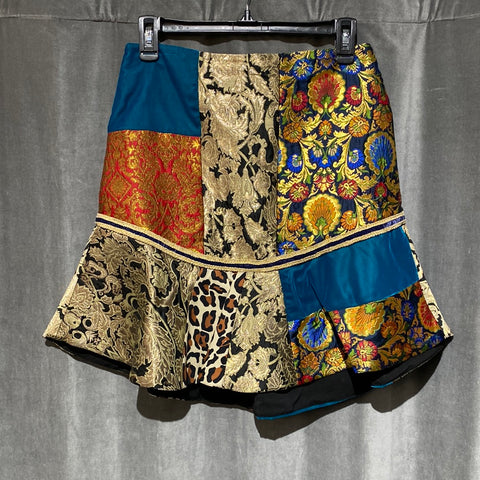 Alice + Olivia Multi Fabric Bottom Flare Skirt