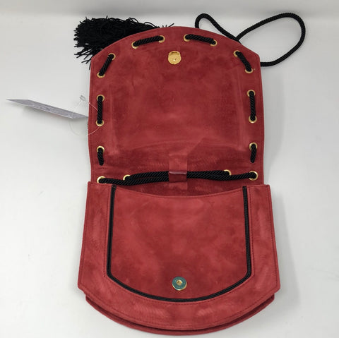 YSL Monogram Fetish Red Suede Black Tassel Bag