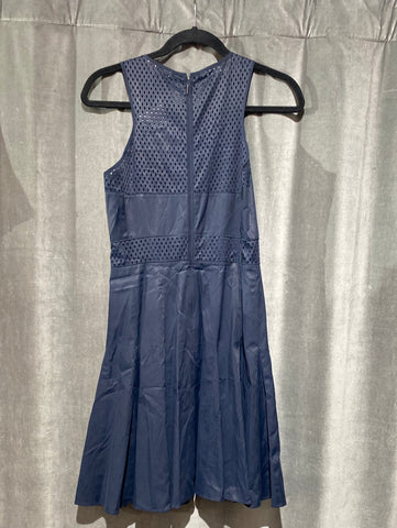 Rebecca Taylor Navy Stretch Cotton Sleeveless Fit and FLare Dress