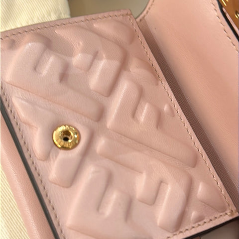 FENDI Pink Foldable Embossed Wallet