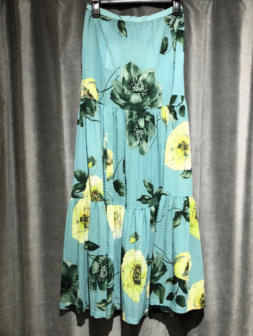PINKO Turqoiuse Floral Layered Maxi Skirt