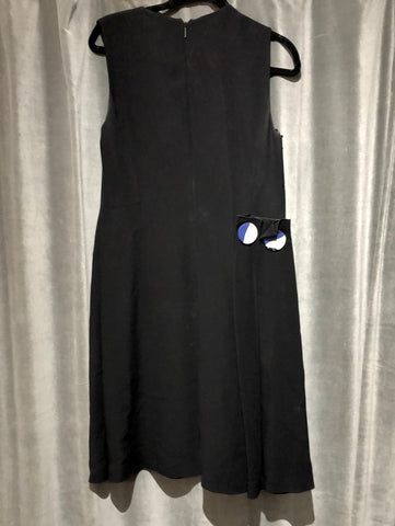 Emilio Pucci Black A-line dress with side pleats and oversized buttons