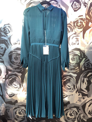 Self-Portrait Teal Chiffon Scalloped Midi Dress – The Hangout