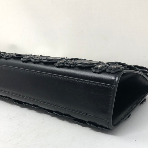 Alaia Black and Silver Oum Floral Leather Clutch