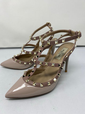 Valentino Two Toned Neutral Rockstud with Gold Hardware